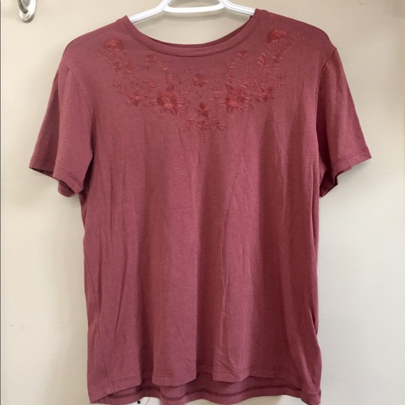 Burgundy Soft Ardene Flower T-Shirt - Picture 1 of 4
